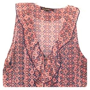 Tank blouse with front ruffles